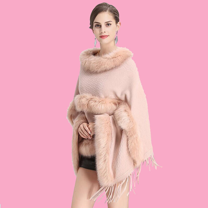 Title 3, Large Size Faux Fox Fur Mid-length Cape Shawl