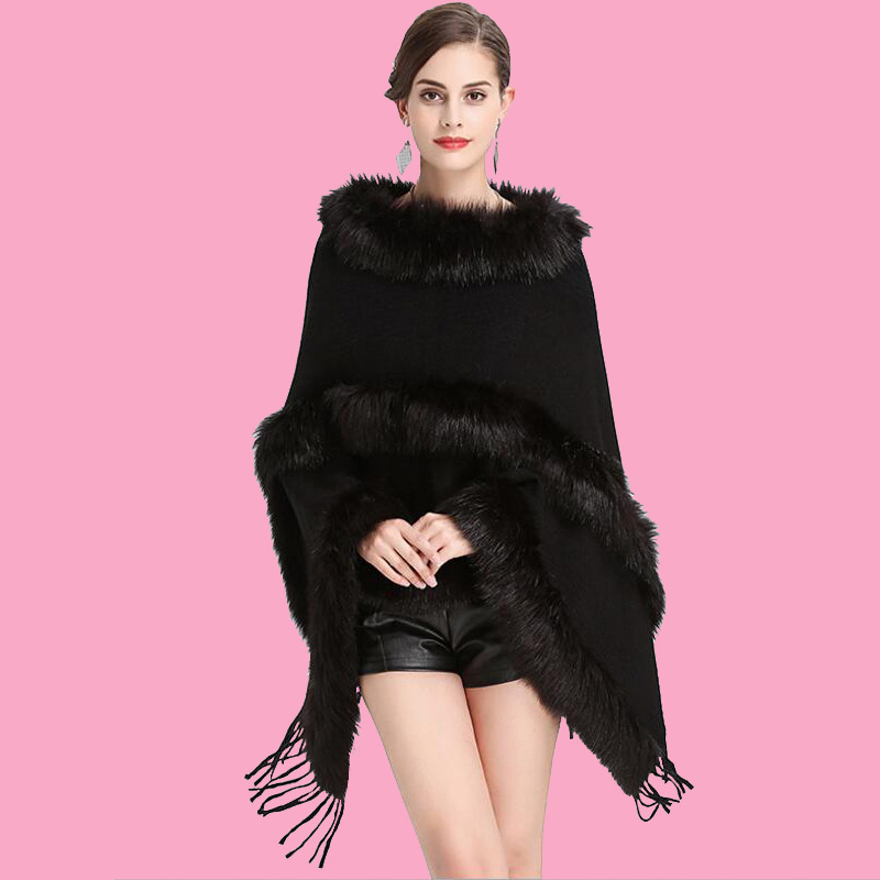 Title 5, Large Size Faux Fox Fur Mid-length Cape Shawl