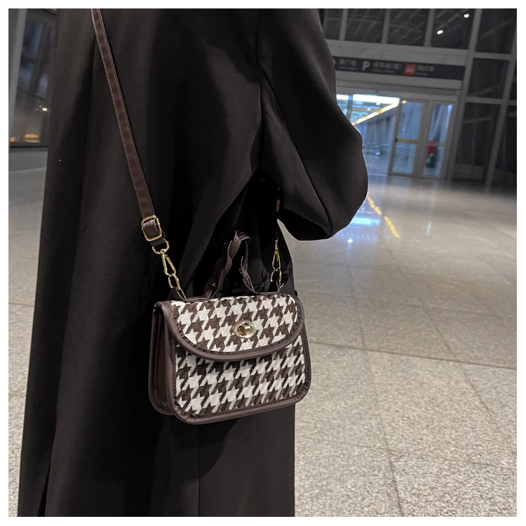 Small Houndstooth Crossbody Bag - Black, Brown Or Coffee