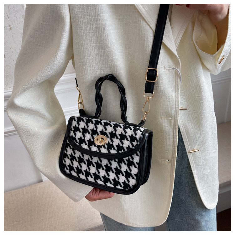 Small Houndstooth Crossbody Bag - Black, Brown Or Coffee