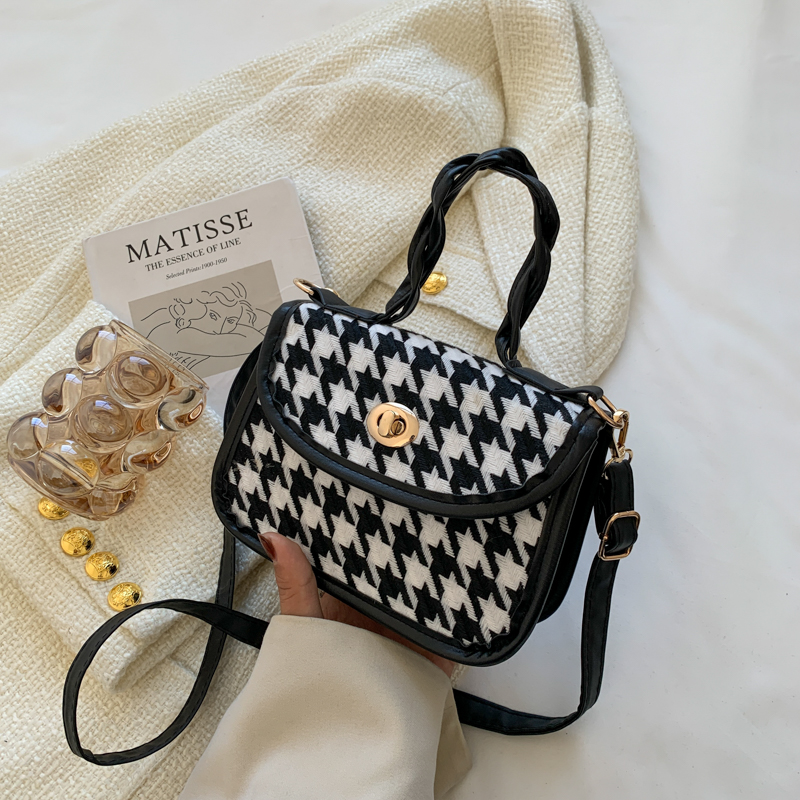 Small Houndstooth Crossbody Bag - Black, Brown Or Coffee