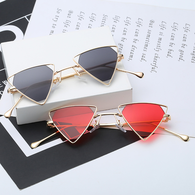 Title 4, Fashion Simple Triangle Metal Hollow Sunglasses