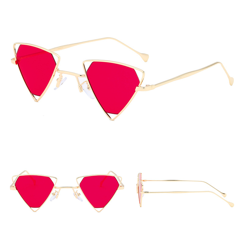 Title 6, Fashion Simple Triangle Metal Hollow Sunglasses