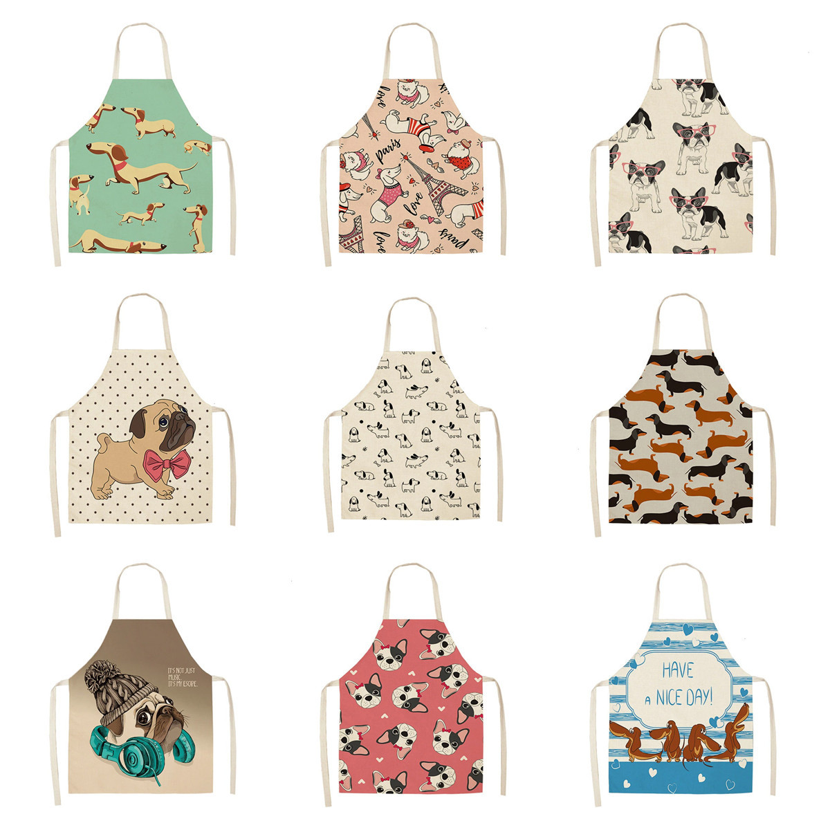 Title 2, Cartoon Puppy Sleeveless Apron Home Daily Use