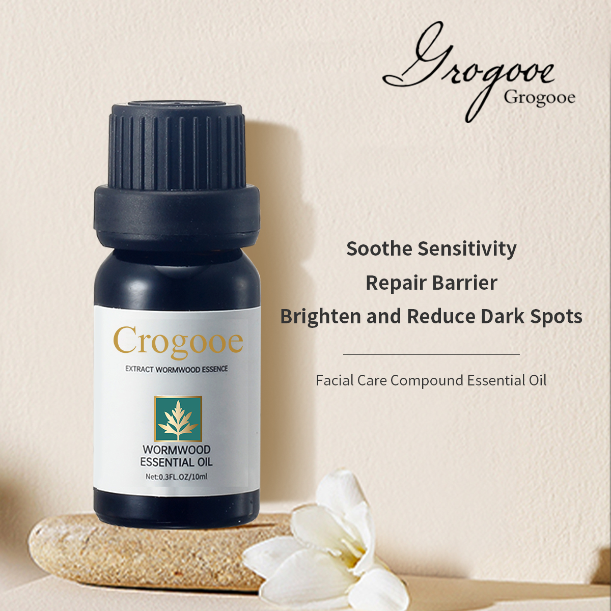 Crogooe-Wormwood Essential Oil, 100% Pure Oil Blend Contains Moroccan Argan Oil For Facial Skin, Hair, Body, Therapeutic Grade 10 ML