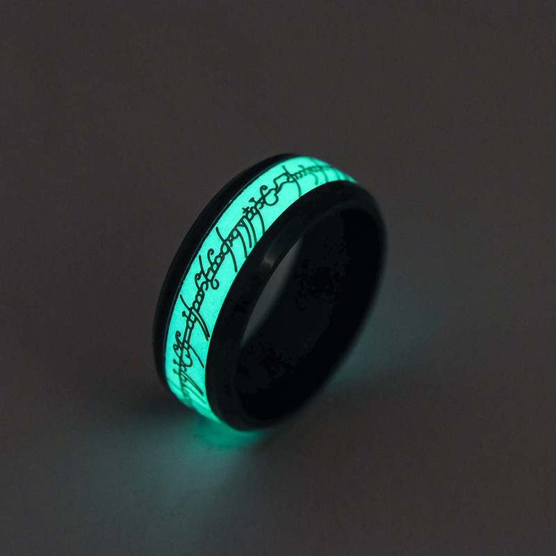 Title 1, Stainless Steel Luminous Ring Glows in the Dark...