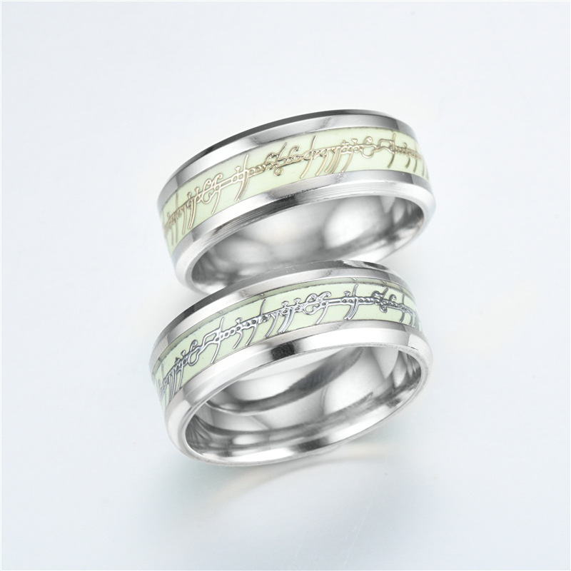 Title 7, Stainless Steel Luminous Ring Glows in the Dark...