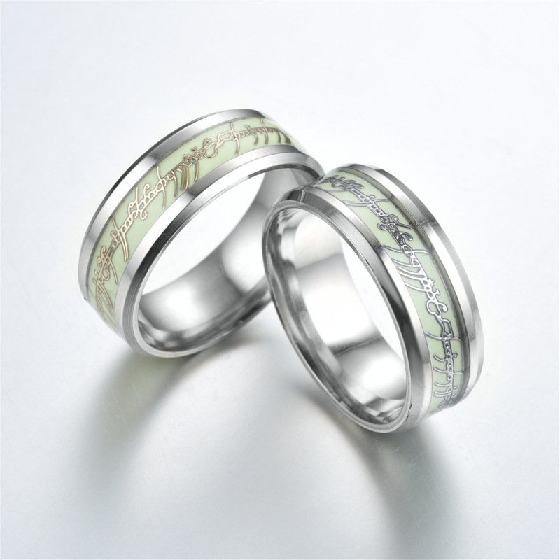 Title 8, Stainless Steel Luminous Ring Glows in the Dark...