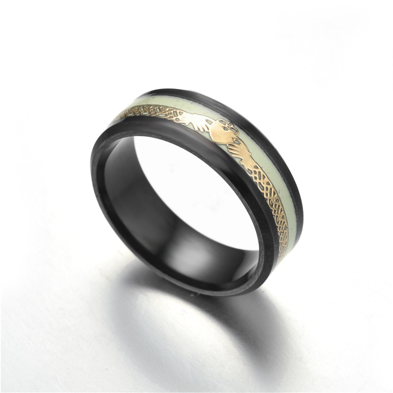 Title 13, Stainless Steel Luminous Ring Glows in the Dark...