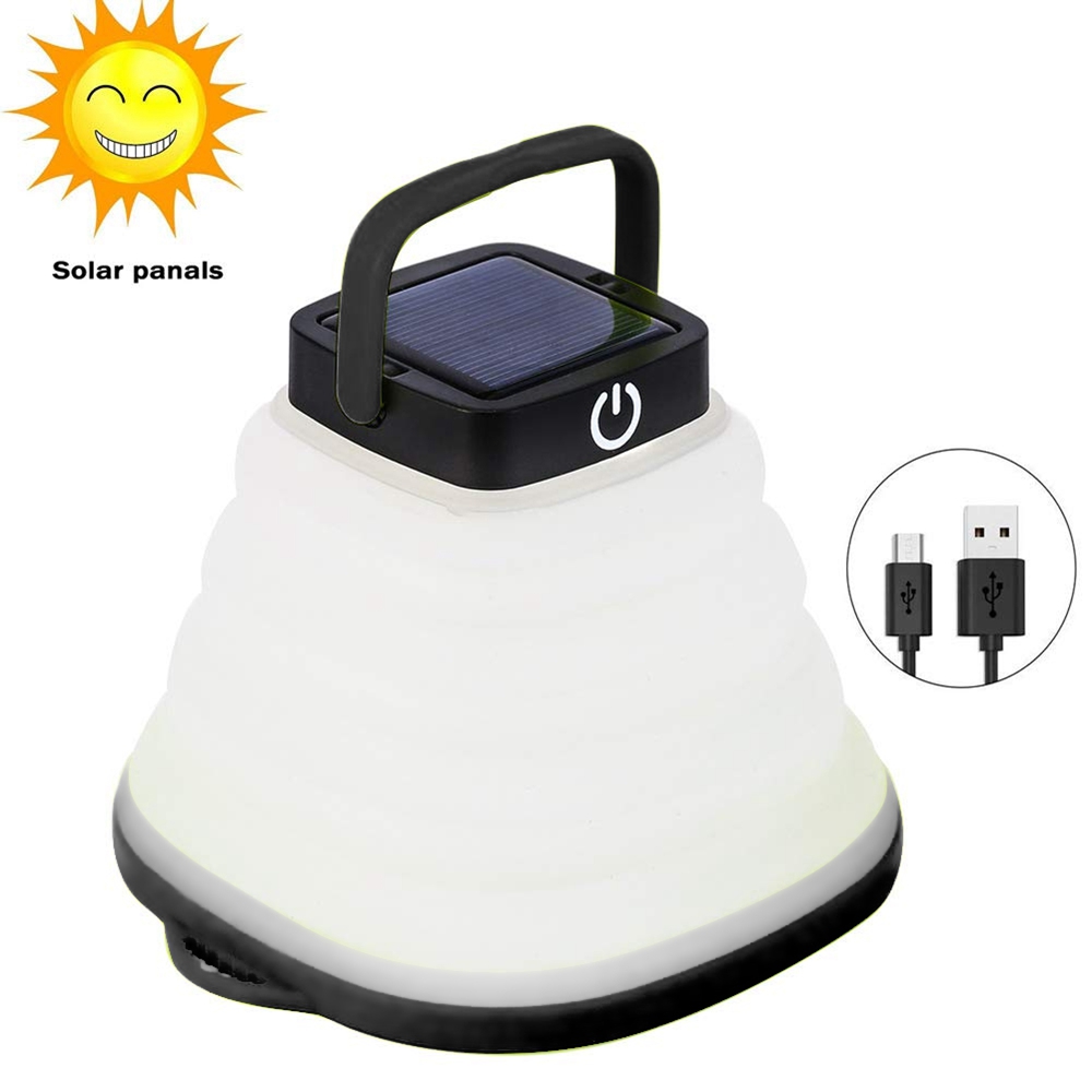 Title 4, Faltbare Campinglampe mit Solar und USB. Wasser...