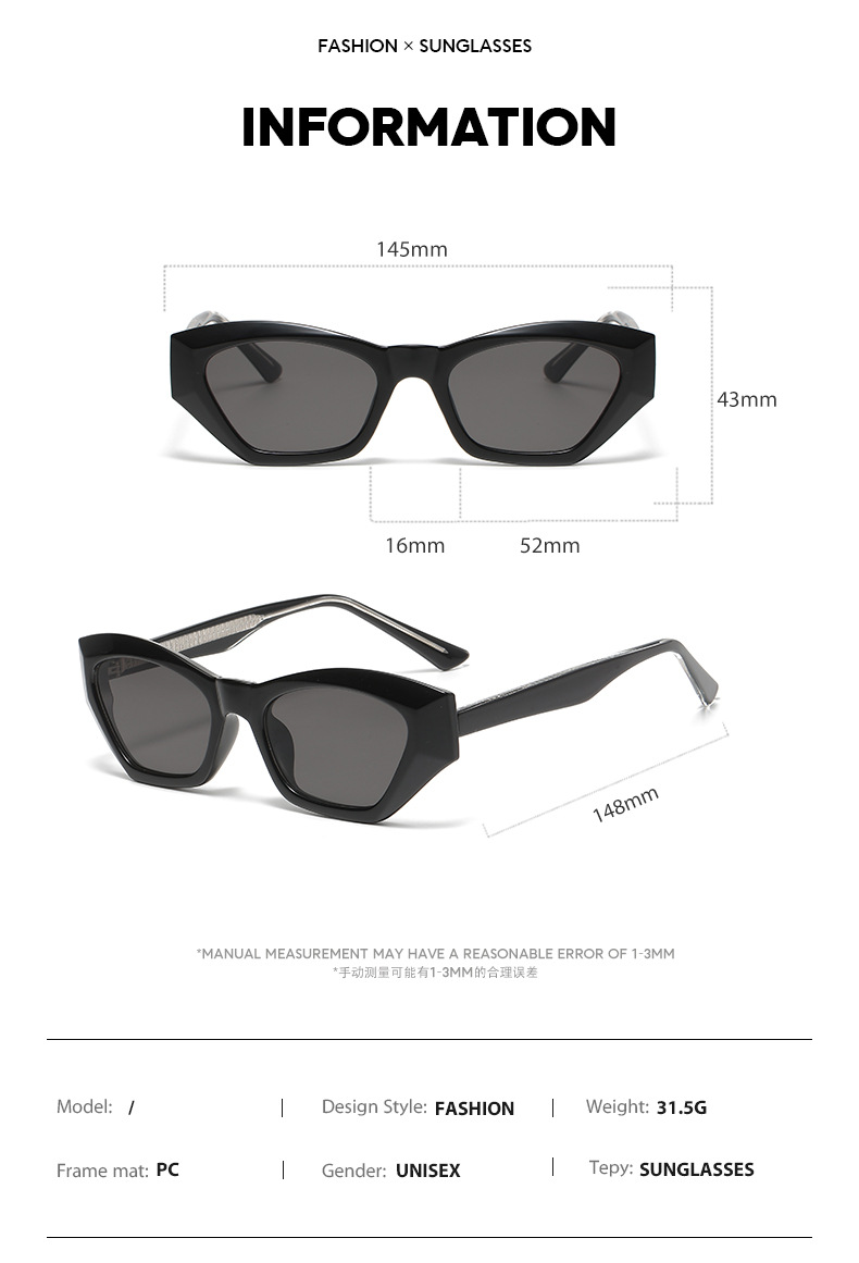 Title 1, Polygonal Cats Eye Core Insert TR Sunglasses o...