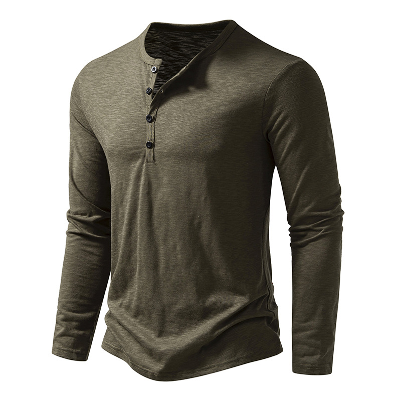 Title 2, Herren Langarmshirt mit Henley-Ausschnitt und K...