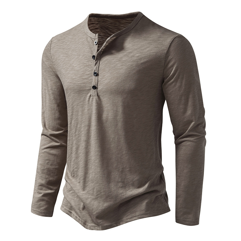 Title 11, Herren Langarmshirt mit Henley-Ausschnitt und K...