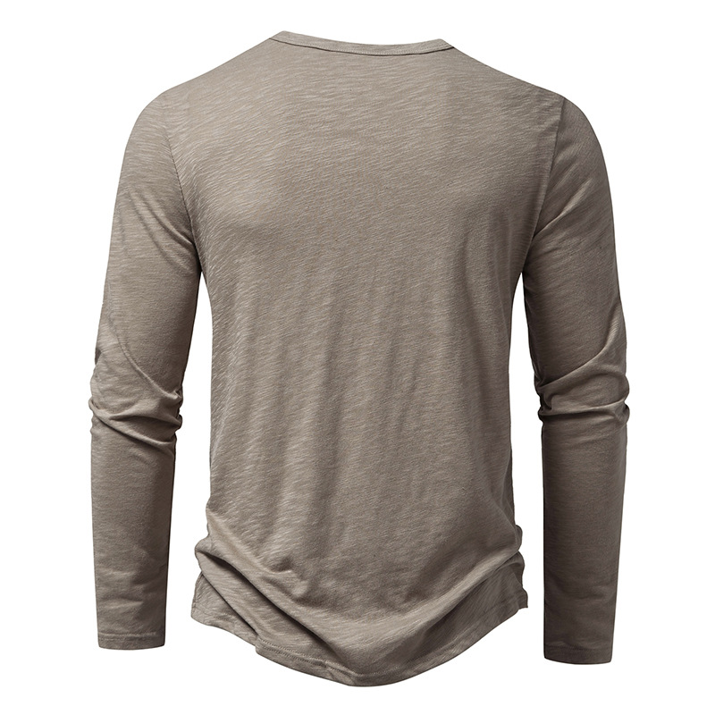 Title 12, Heren lange mouw T-shirt met Henley kraag en kn...