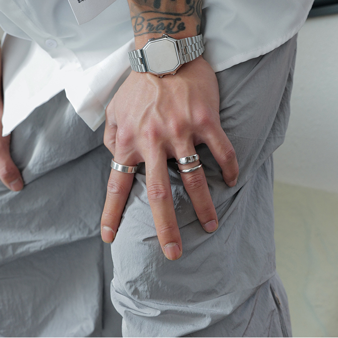 Title 4, Doppelreihiger Titanstahl Hip Hop Ring – Stylis...