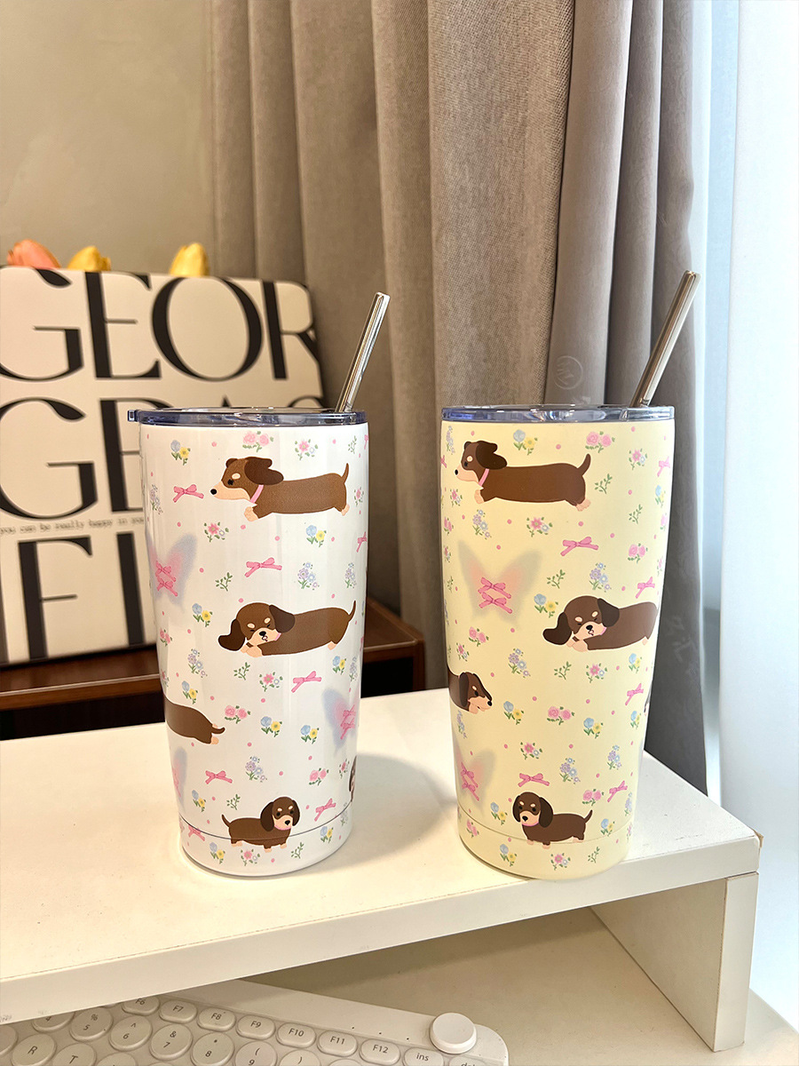 Title 1, Cute Cartoon Floral Stainless Steel Water Cup