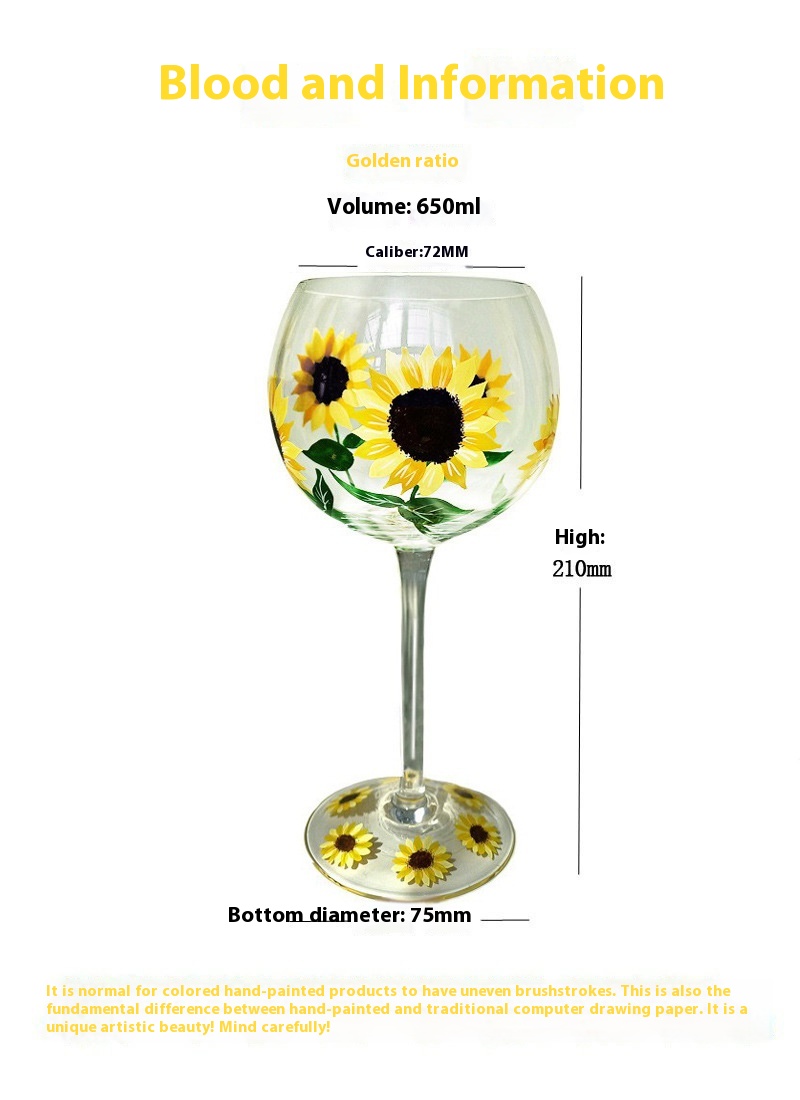 Title 1, Crystal Glass Hand-painted Flower Glass Goblet ...