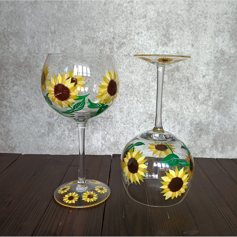 Title 2, Crystal Glass Hand-painted Flower Glass Goblet ...