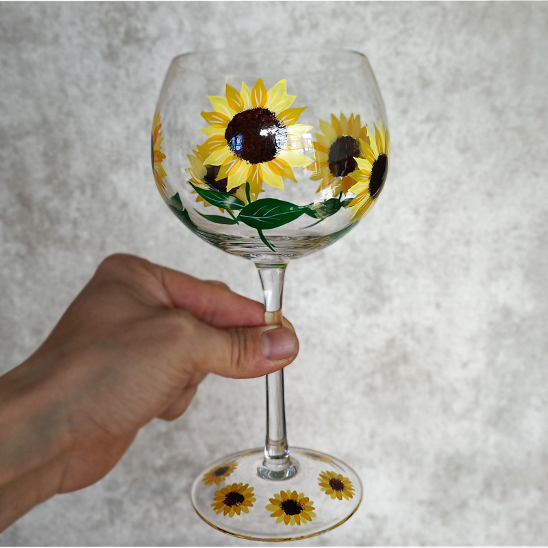 Title 5, Crystal Glass Hand-painted Flower Glass Goblet ...