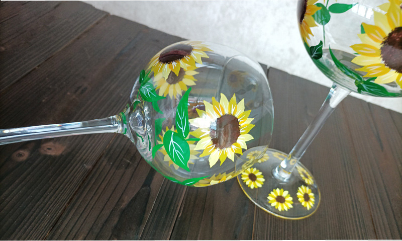 Title 6, Crystal Glass Hand-painted Flower Glass Goblet ...