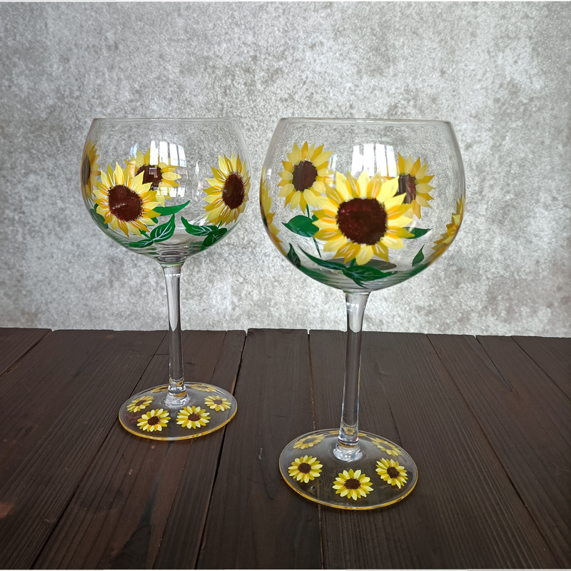 Title 10, Crystal Glass Hand-painted Flower Glass Goblet ...