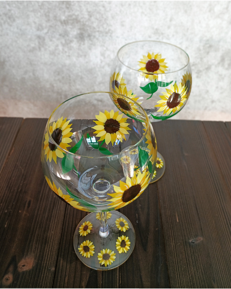 Title 11, Crystal Glass Hand-painted Flower Glass Goblet ...