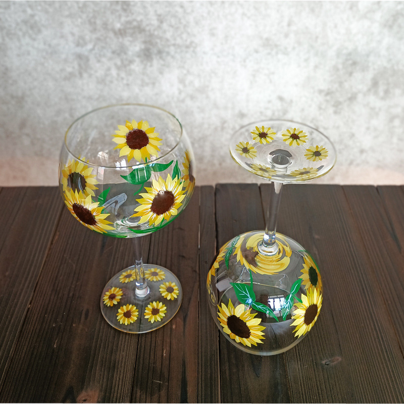 Title 12, Crystal Glass Hand-painted Flower Glass Goblet ...