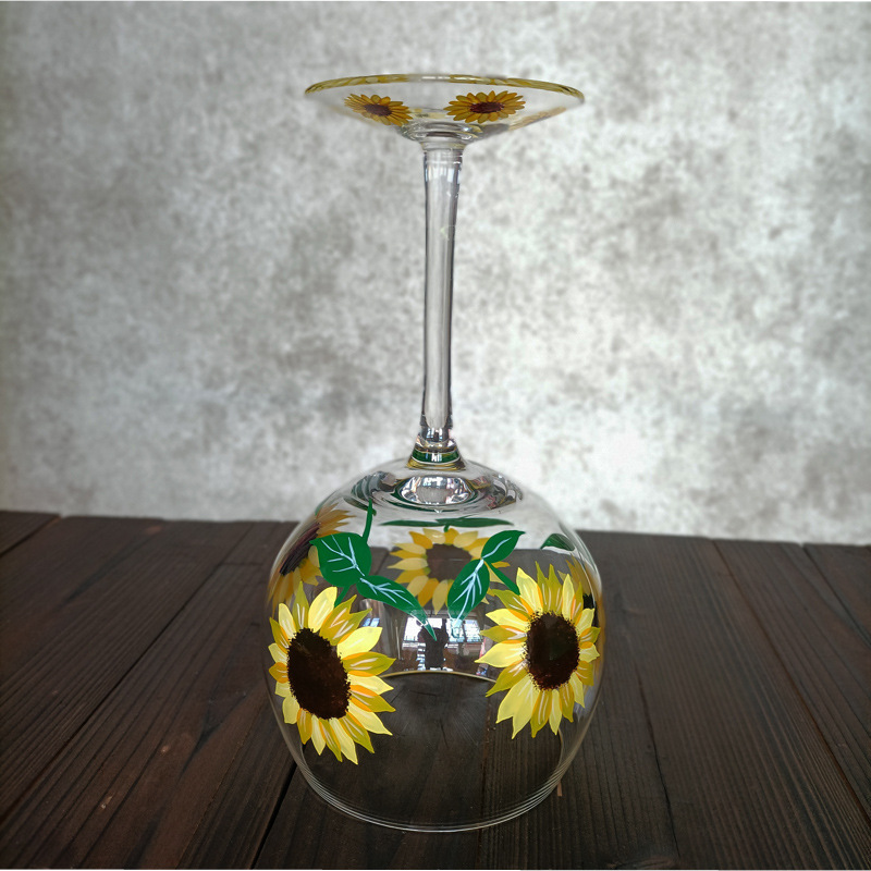 Title 13, Crystal Glass Hand-painted Flower Glass Goblet ...