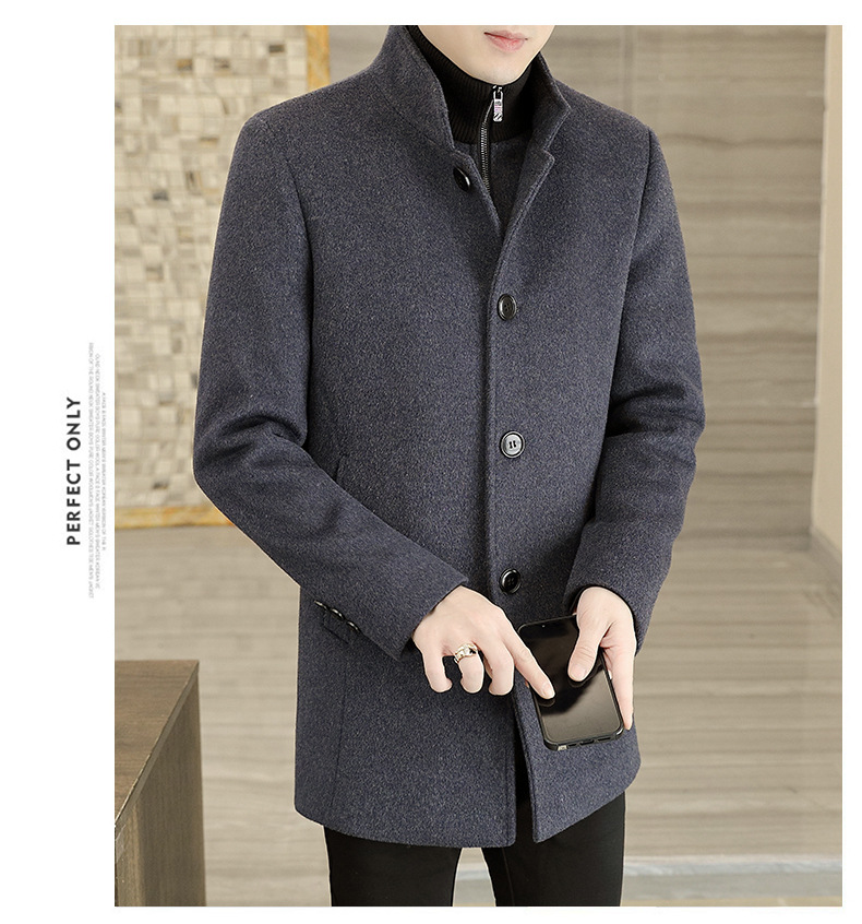 Title 2, Winter Mid-length Mens Thickened Woolen Coat f...