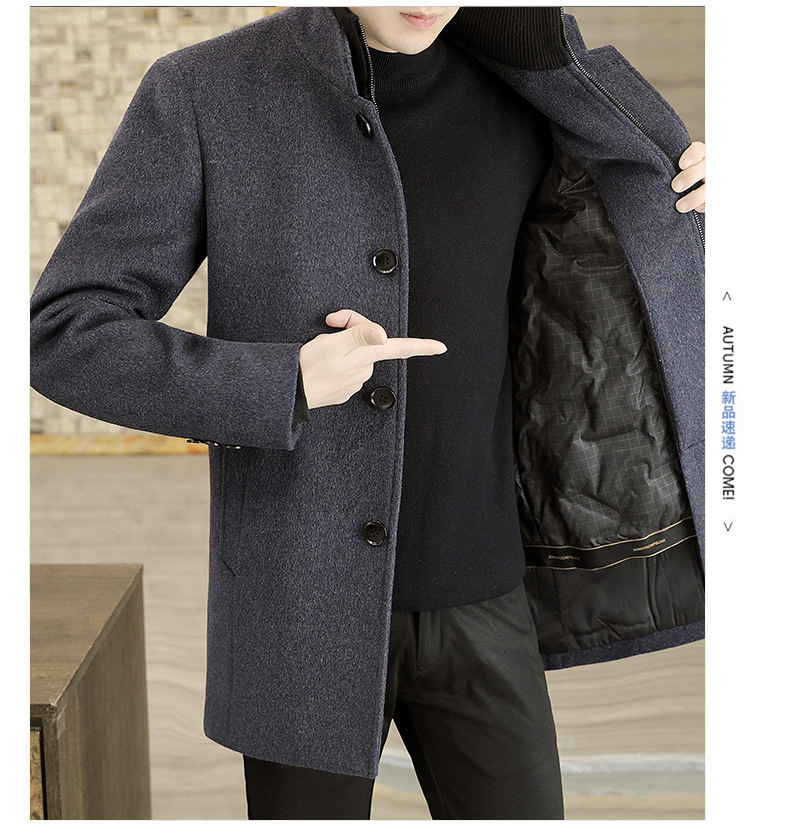 Title 3, Winter Mid-length Mens Thickened Woolen Coat f...