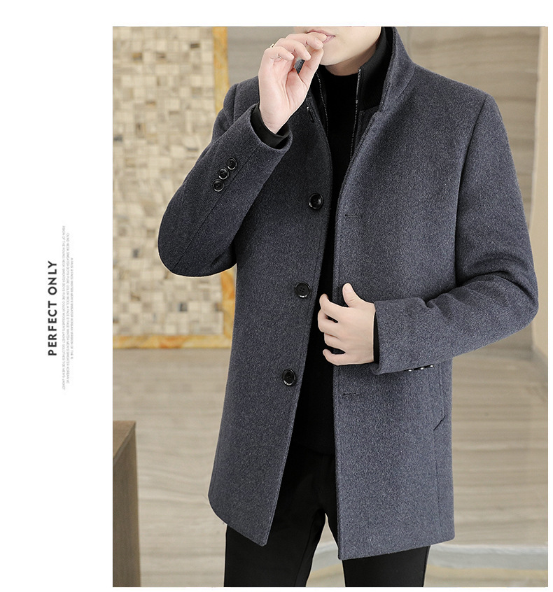 Title 4, Winter Mid-length Mens Thickened Woolen Coat f...