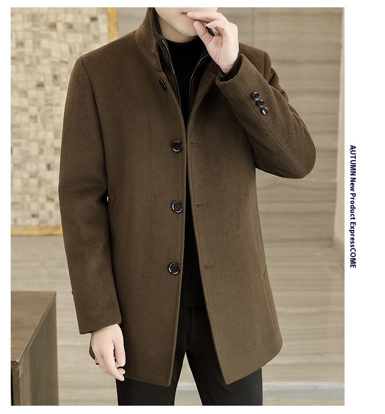 Title 10, Winter Mid-length Mens Thickened Woolen Coat f...