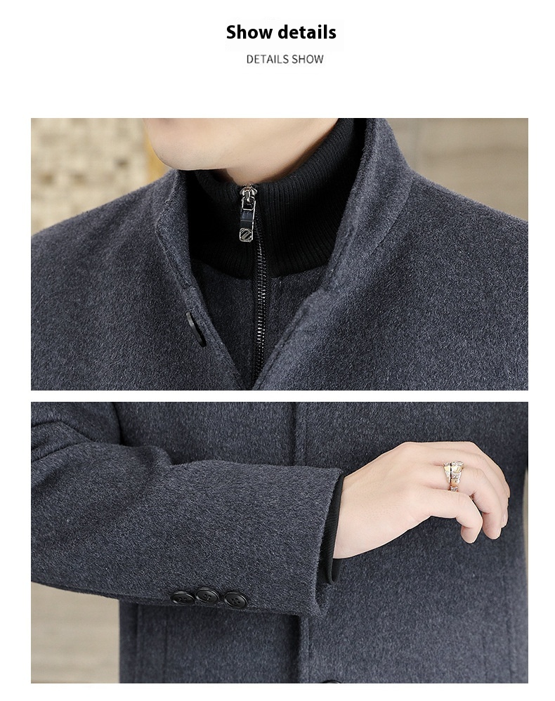 Title 11, Winter Mid-length Mens Thickened Woolen Coat f...