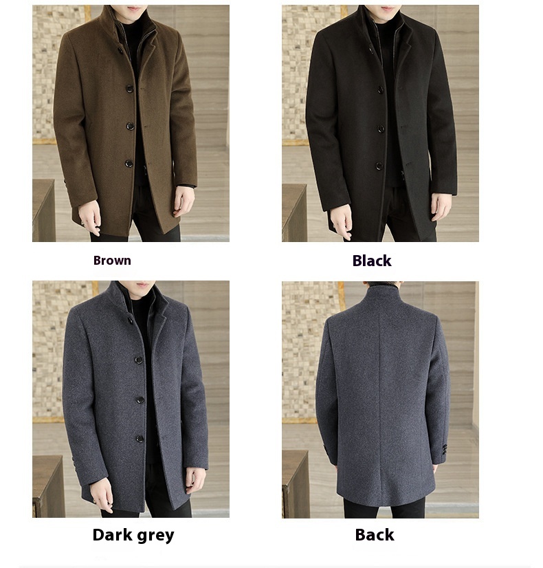 Title 13, Winter Mid-length Mens Thickened Woolen Coat f...