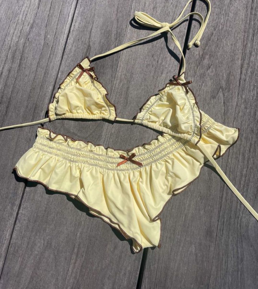 Title 4, Maillot de bain bikini avec oreilles en bois po...