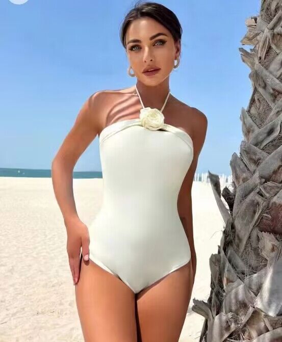 Title 3, Solid Color Sexy Tight Halter One-piece Bikini ...