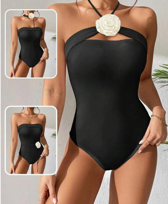 Title 5, Solid Color Sexy Tight Halter One-piece Bikini ...