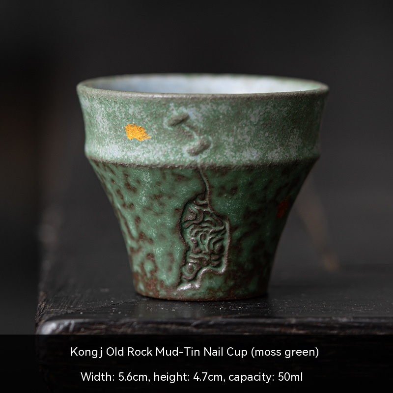 Title 5, Peacock Blue Nail Cup Retro Old Rock Clay House...