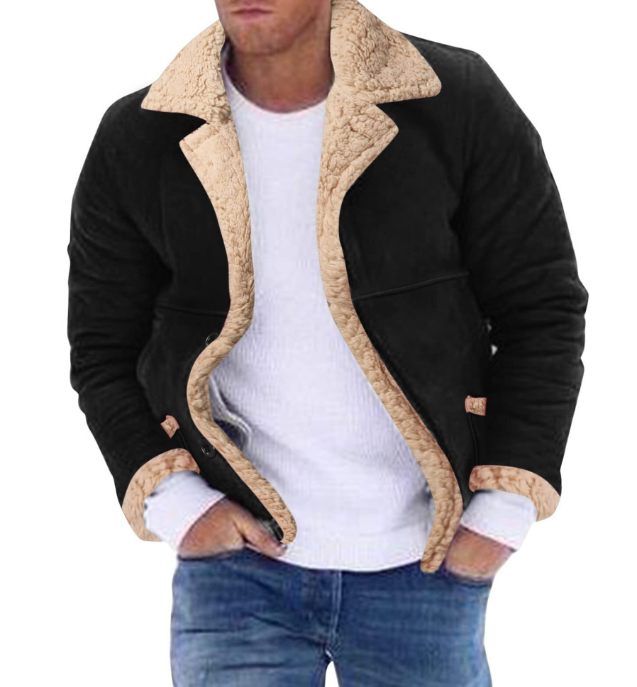 Title 7, Mens Fashion Fur Integrated Fleece-lined Padde...