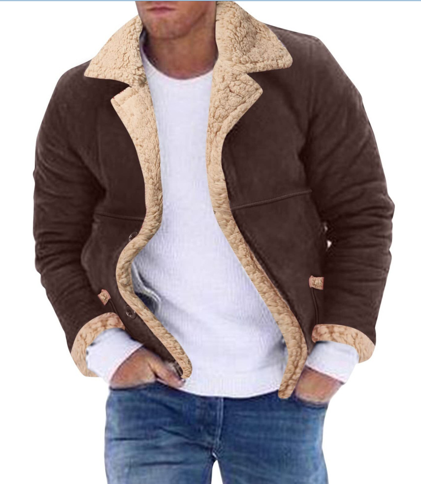 Title 8, Mens Fashion Fur Integrated Fleece-lined Padde...