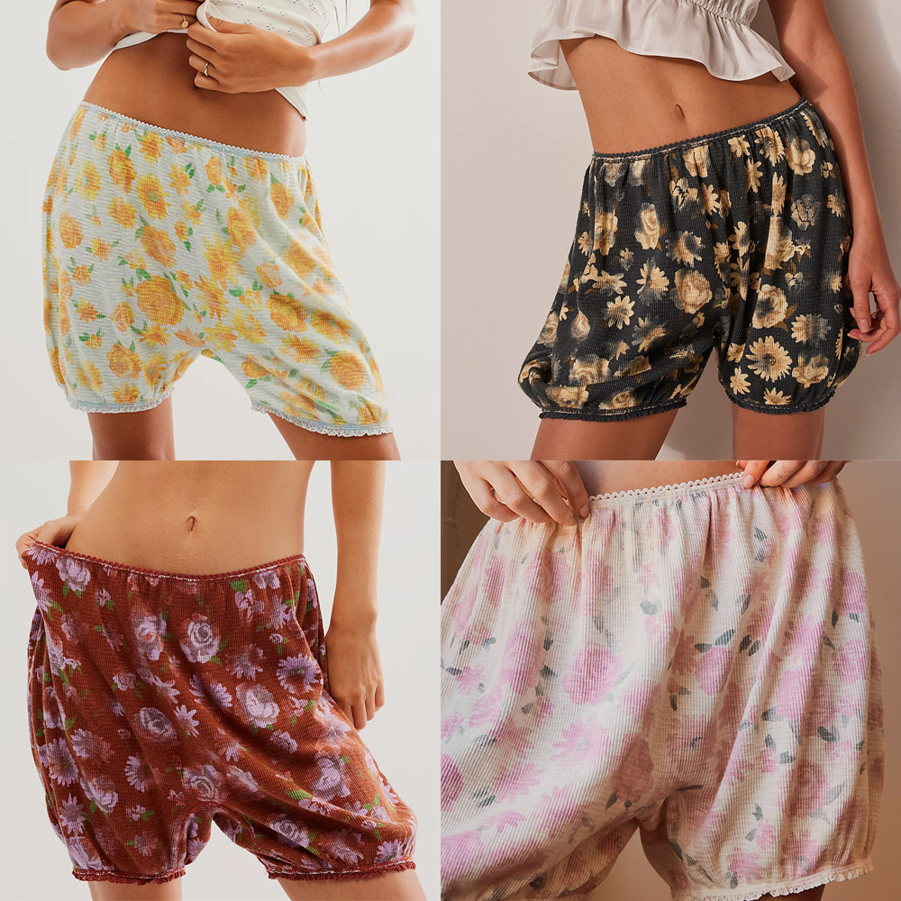 Title 5, Shorts femininos com estampas de frutas e flore...