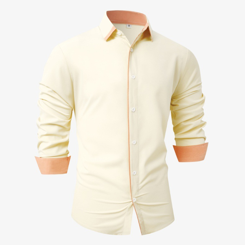 Title 7, Heren casual shirt met lange mouwen, effen kleu...