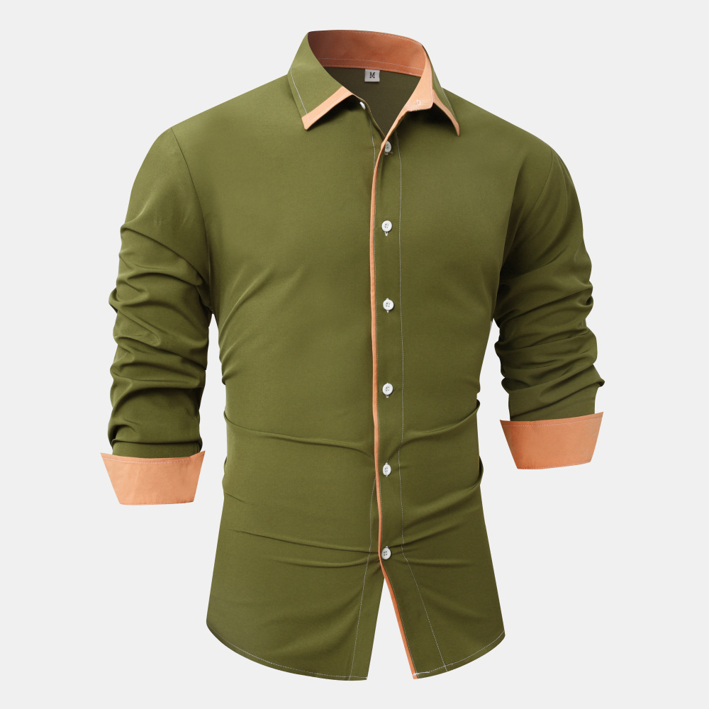 Title 8, Heren casual shirt met lange mouwen, effen kleu...