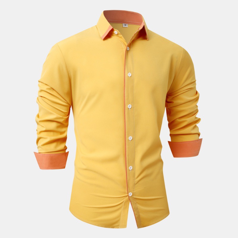 Title 9, Heren casual shirt met lange mouwen, effen kleu...