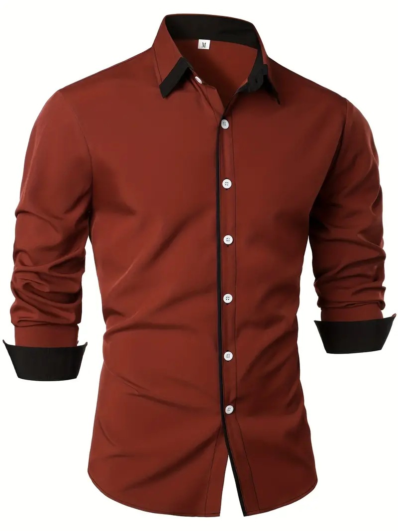 Title 10, Camisa masculina casual de manga longa com cost...