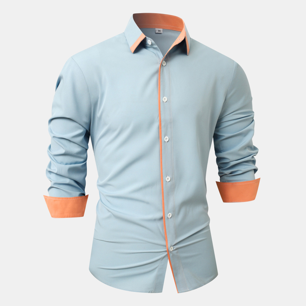 Title 11, Heren casual shirt met lange mouwen, effen kleu...