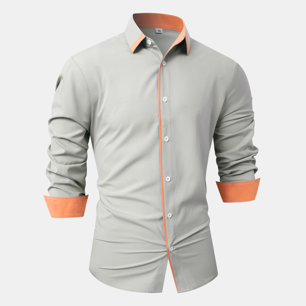 Title 14, Heren casual shirt met lange mouwen, effen kleu...