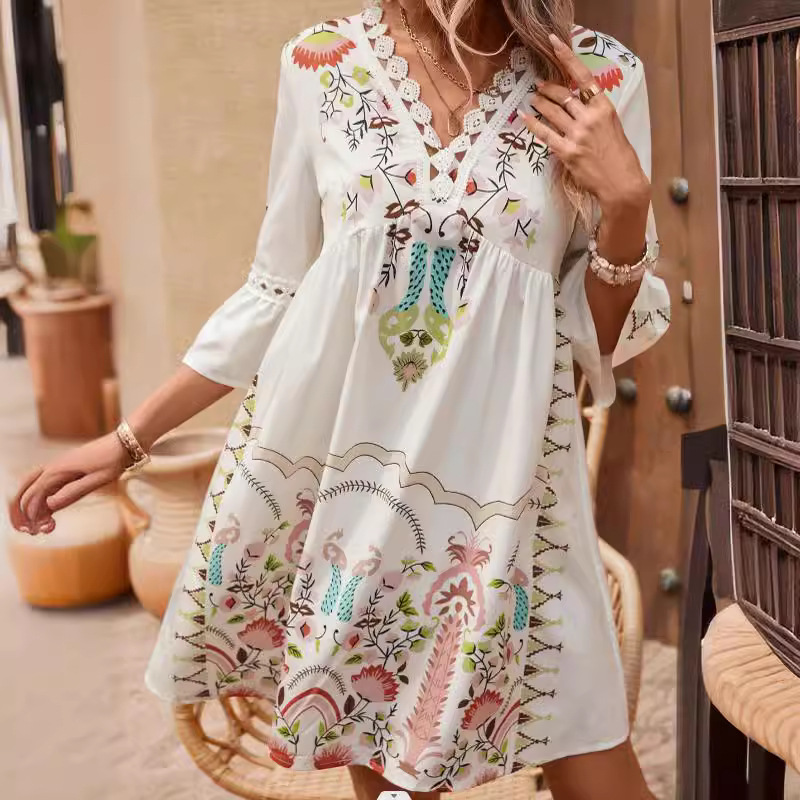 Black Boho Short Dress