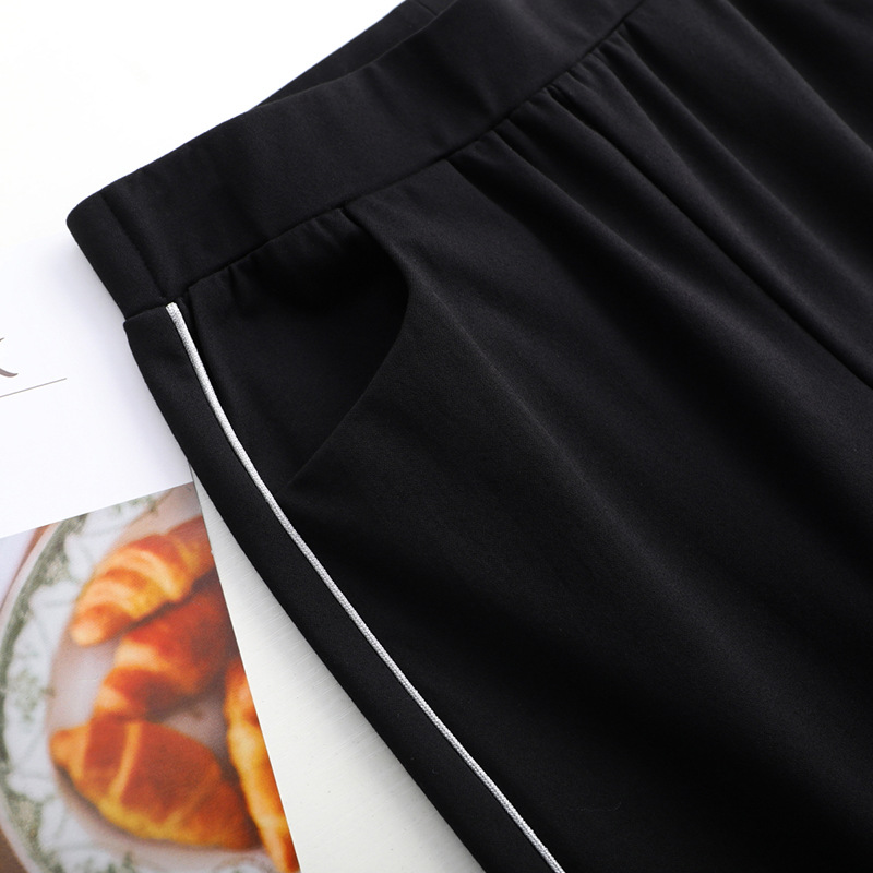 Title 3, Drape Black All-match Micro Flared Pants High W...