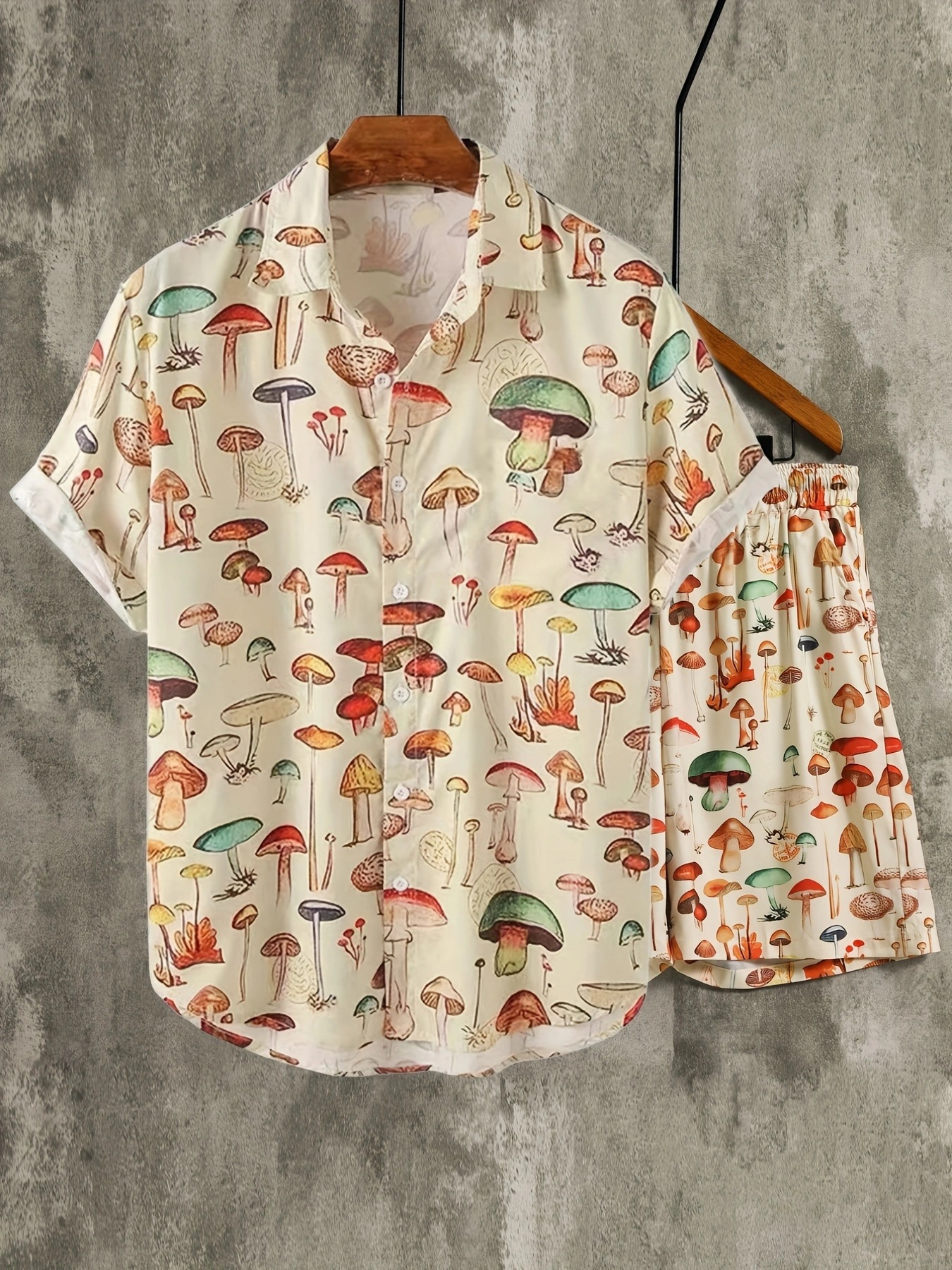 Title 2, Heren Mushroom Print Casual Sportset met korte ...